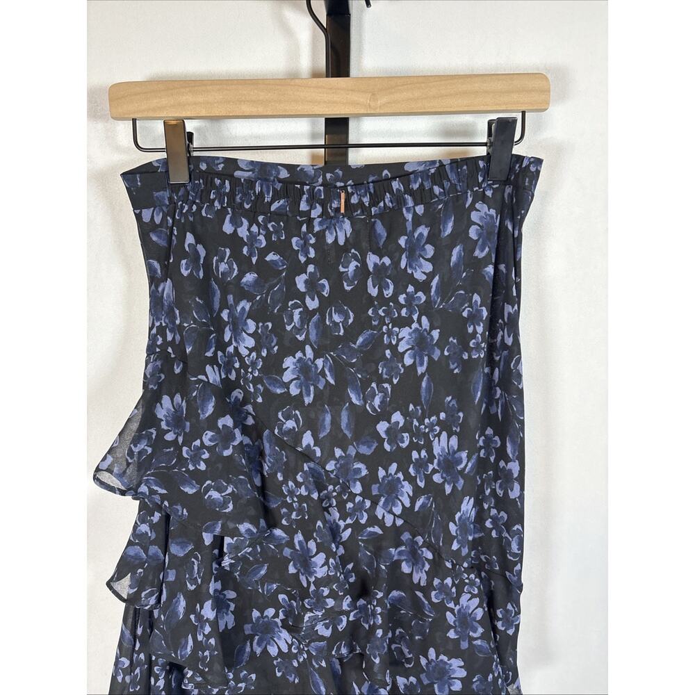 MISA Los Angeles Floral Maxi Skirt Women's Small Black Blue Slit Ruffles Whimsy - Picture 6 of 11